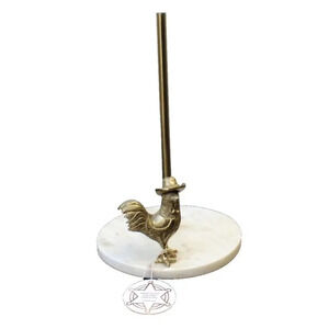 New Western Metal Marble Rooster Bird W/ Hat Table Top Paper Towel Holder